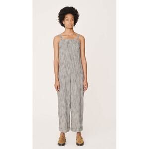 YMC Lodge Cotton Linen Striped Jumpsuit Navy Womens Size XS